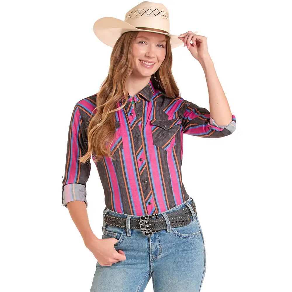 panhandle slim women's western shirt pink and black