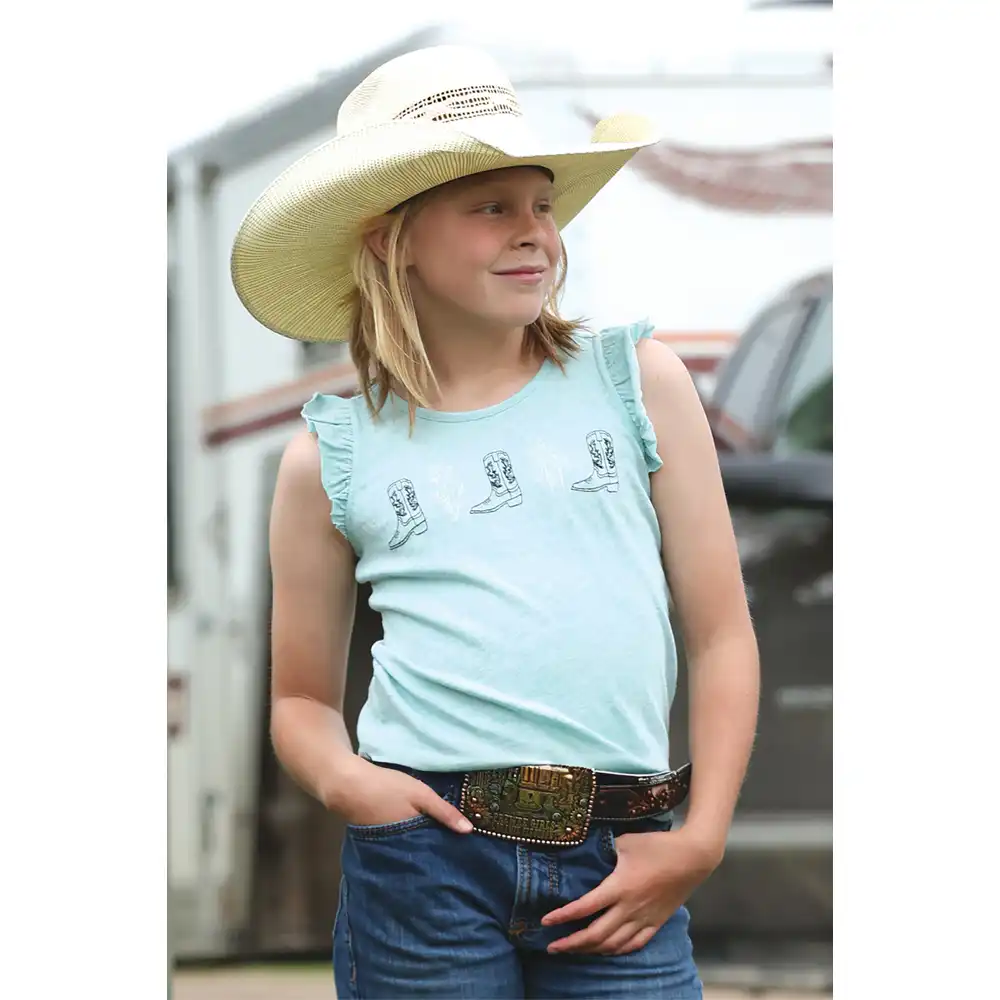 cruel denim girl's sleeveless top light blue