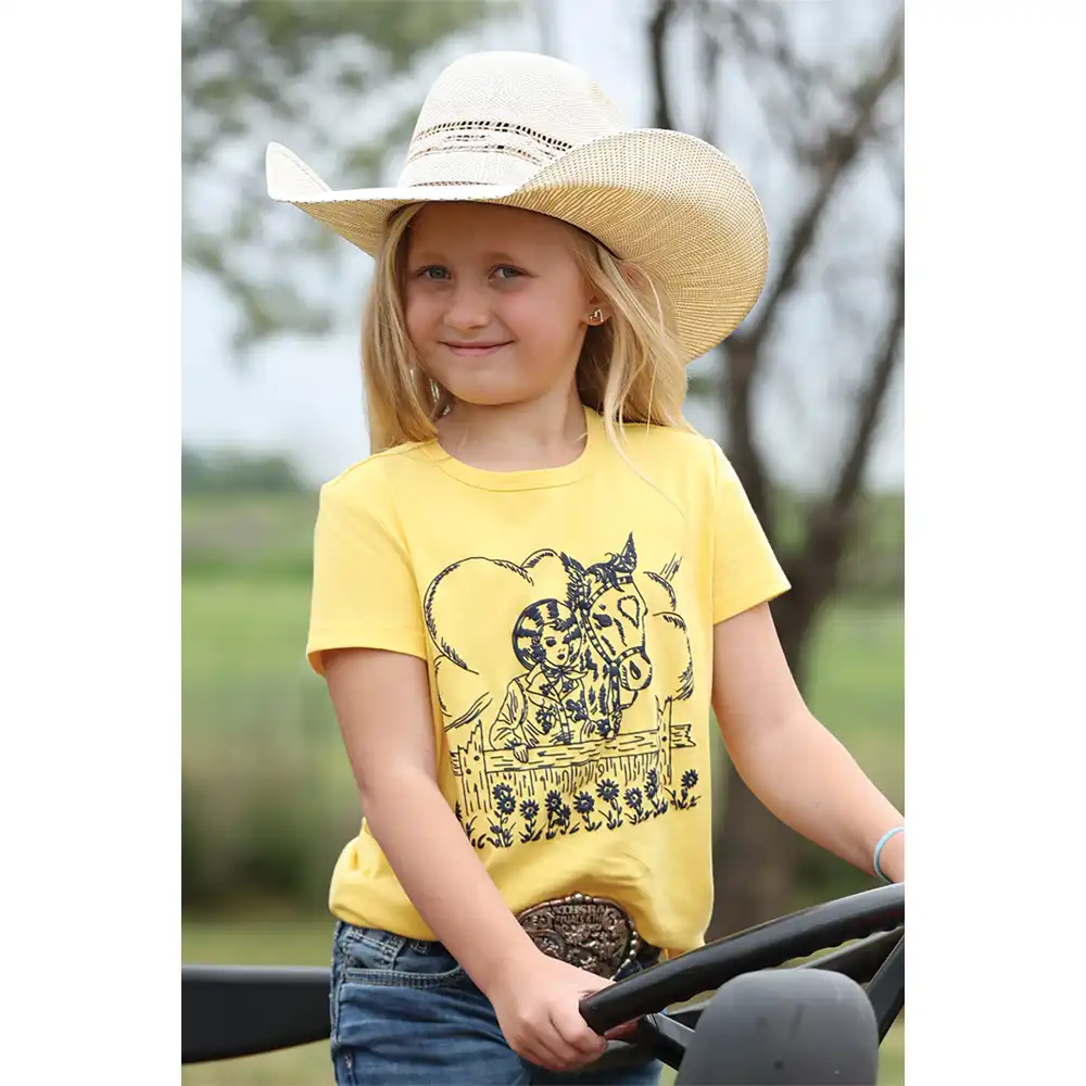 cruel denim girl's graphic tee yellow