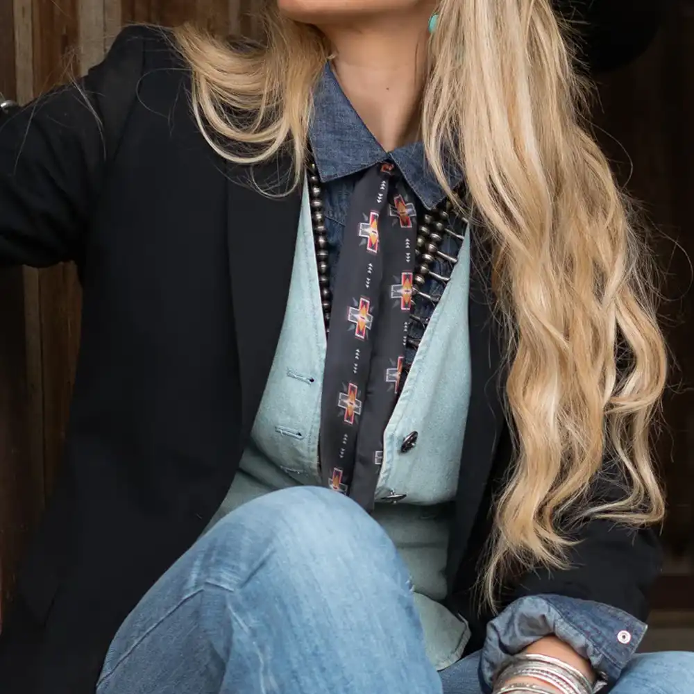 fringe scarf twilly cross me black