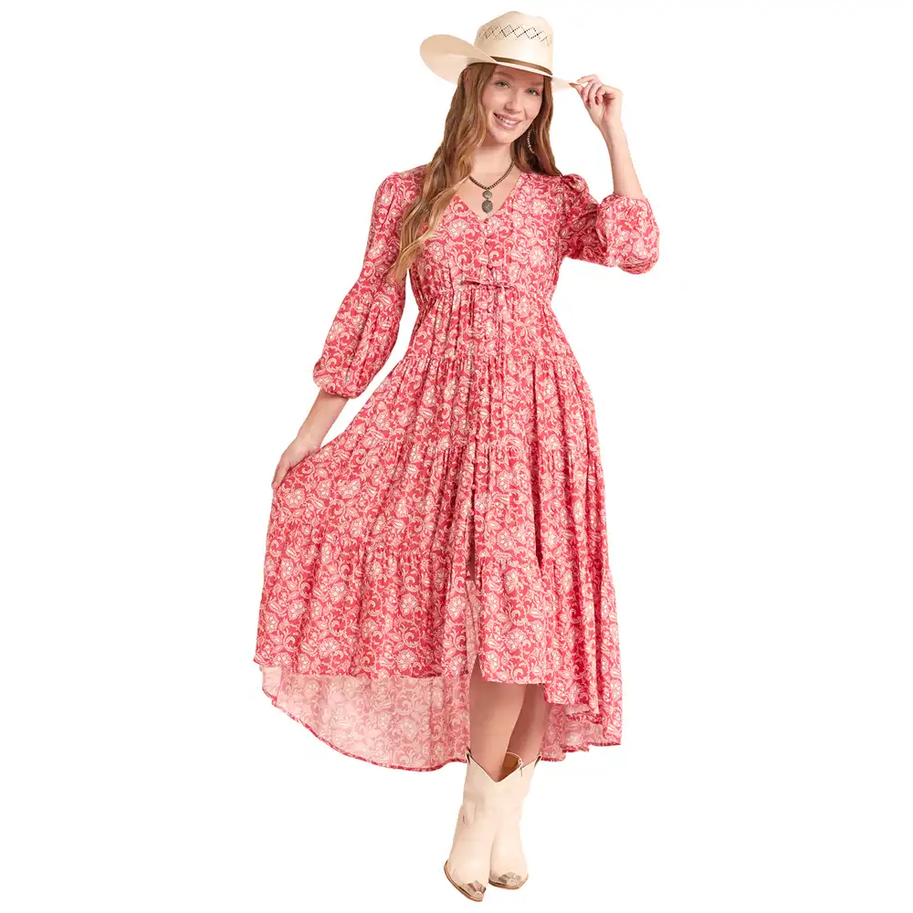 women's tiered dress coral