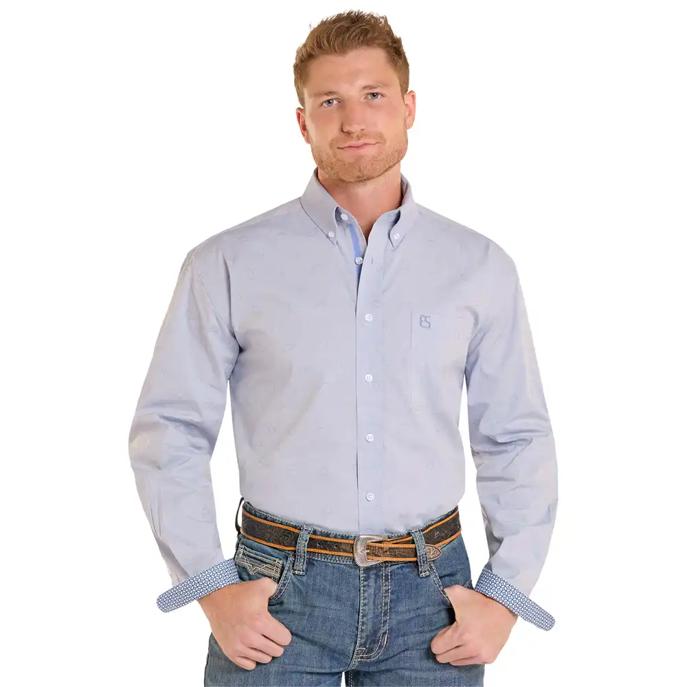 panhandle slim men's long sleeve shirt blue