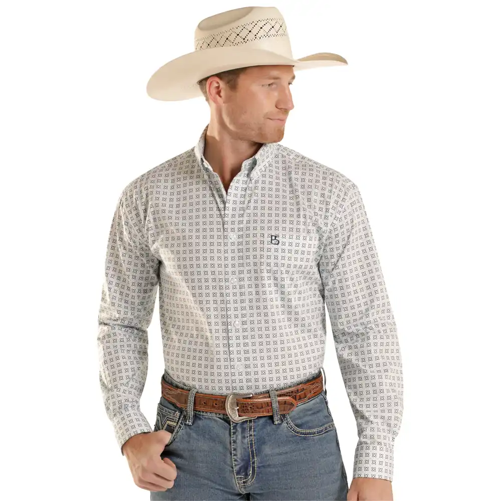 panhandle slim men's long sleeve shirt geometric print