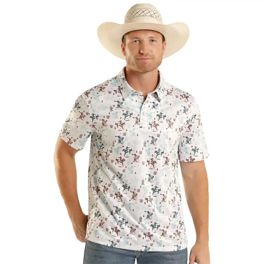 panhandle men's short sleeve shirt western scenic print