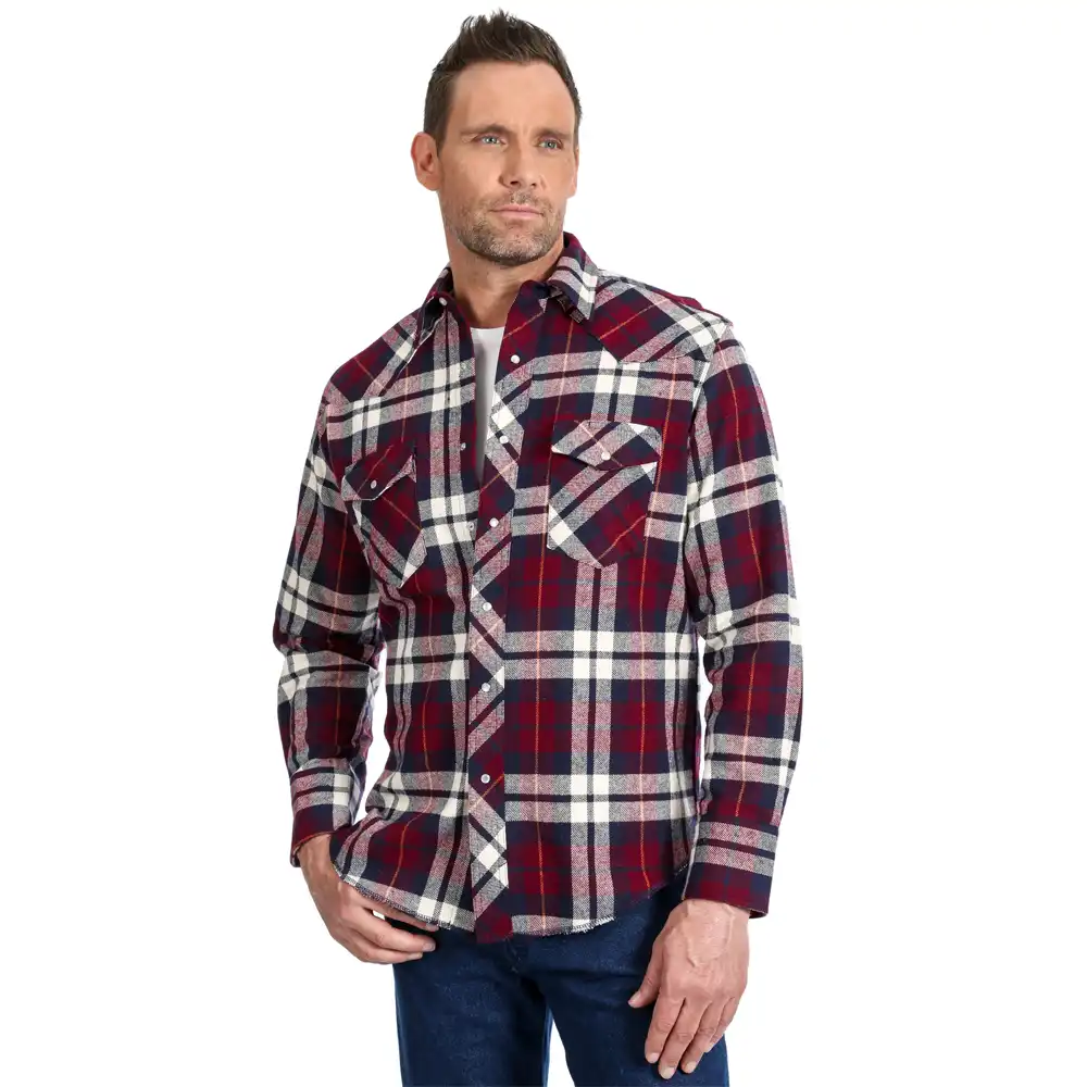 wrangler men's long sleeve shirt flannel