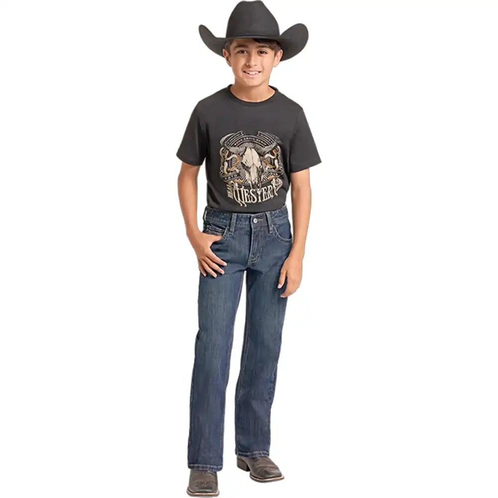 boy's two tone bootcut jeans
