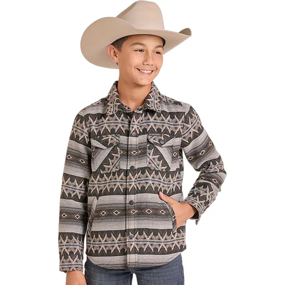 rock & roll denim boy's aztec shirt jacket