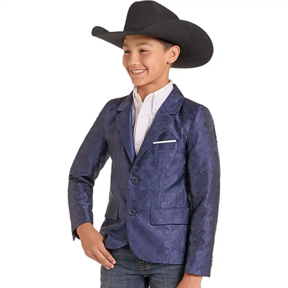 rock n roll denim boy's blue sports coat
