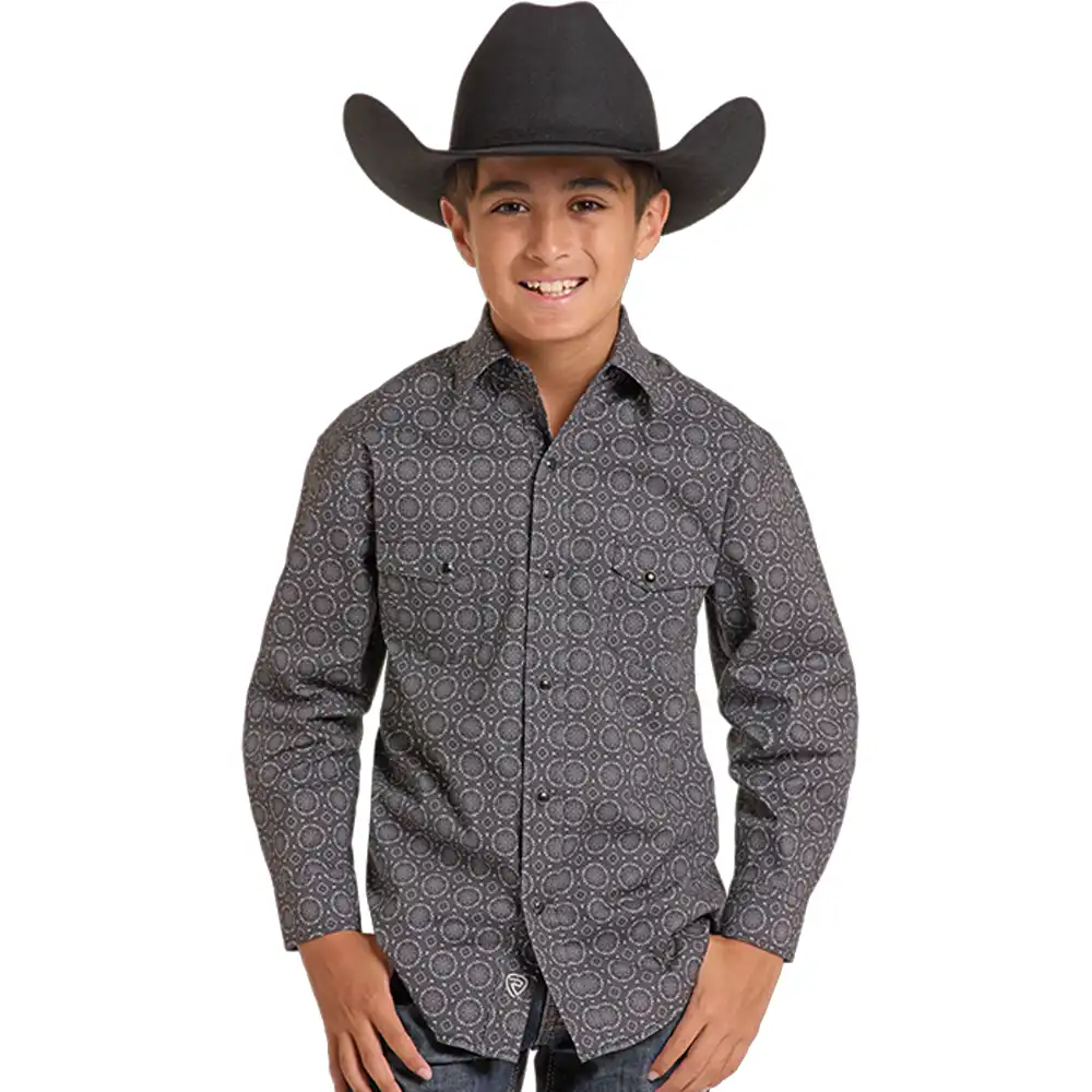 boy's long sleeve shirt charcoal