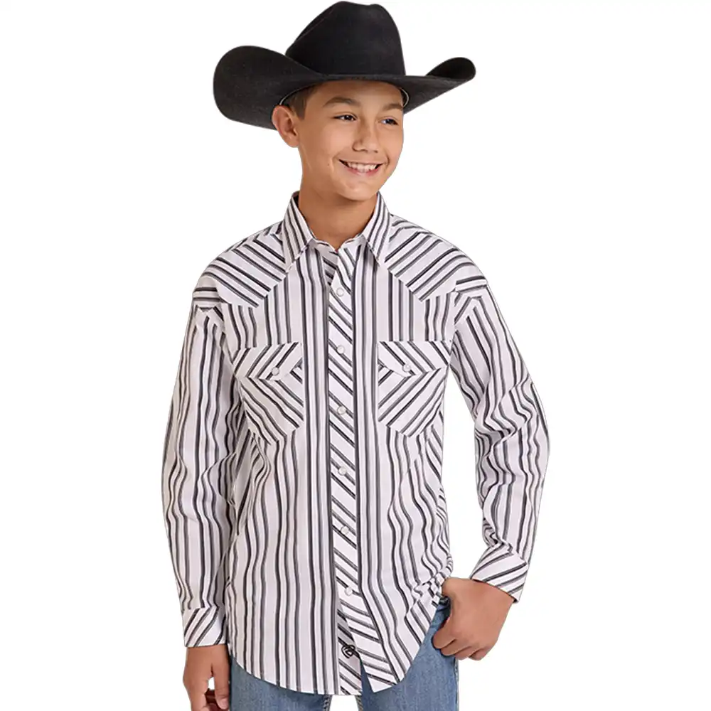 rock n roll boy's grey stripe shirt