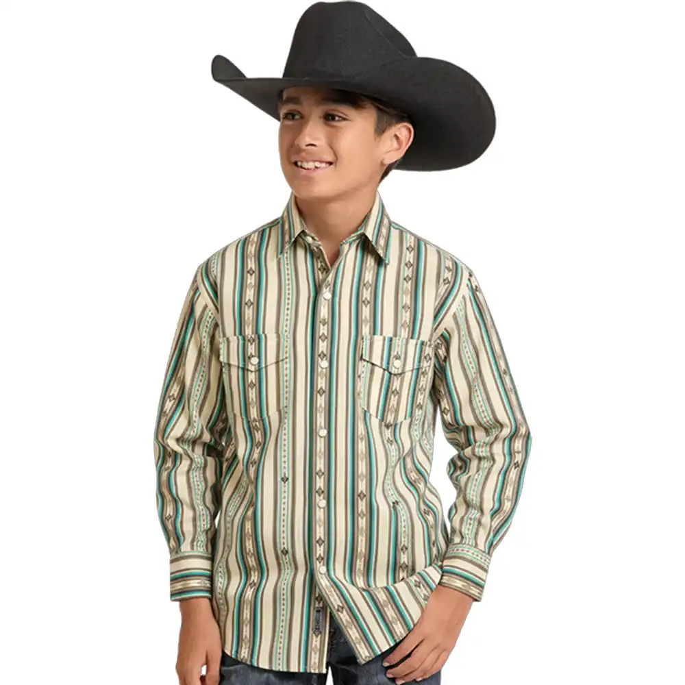 rock n roll denim boy's stripe shirt