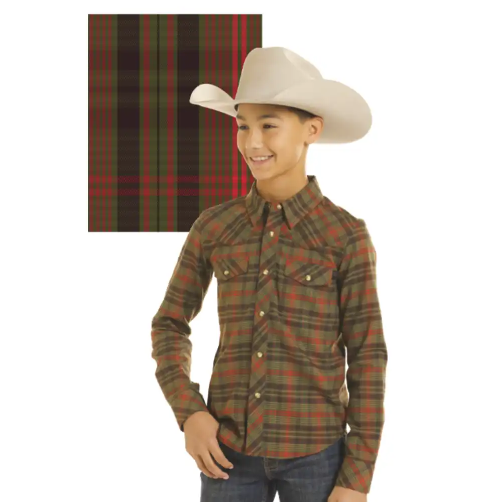 rock & roll denim boy's long sleeve flannel shirt olive
