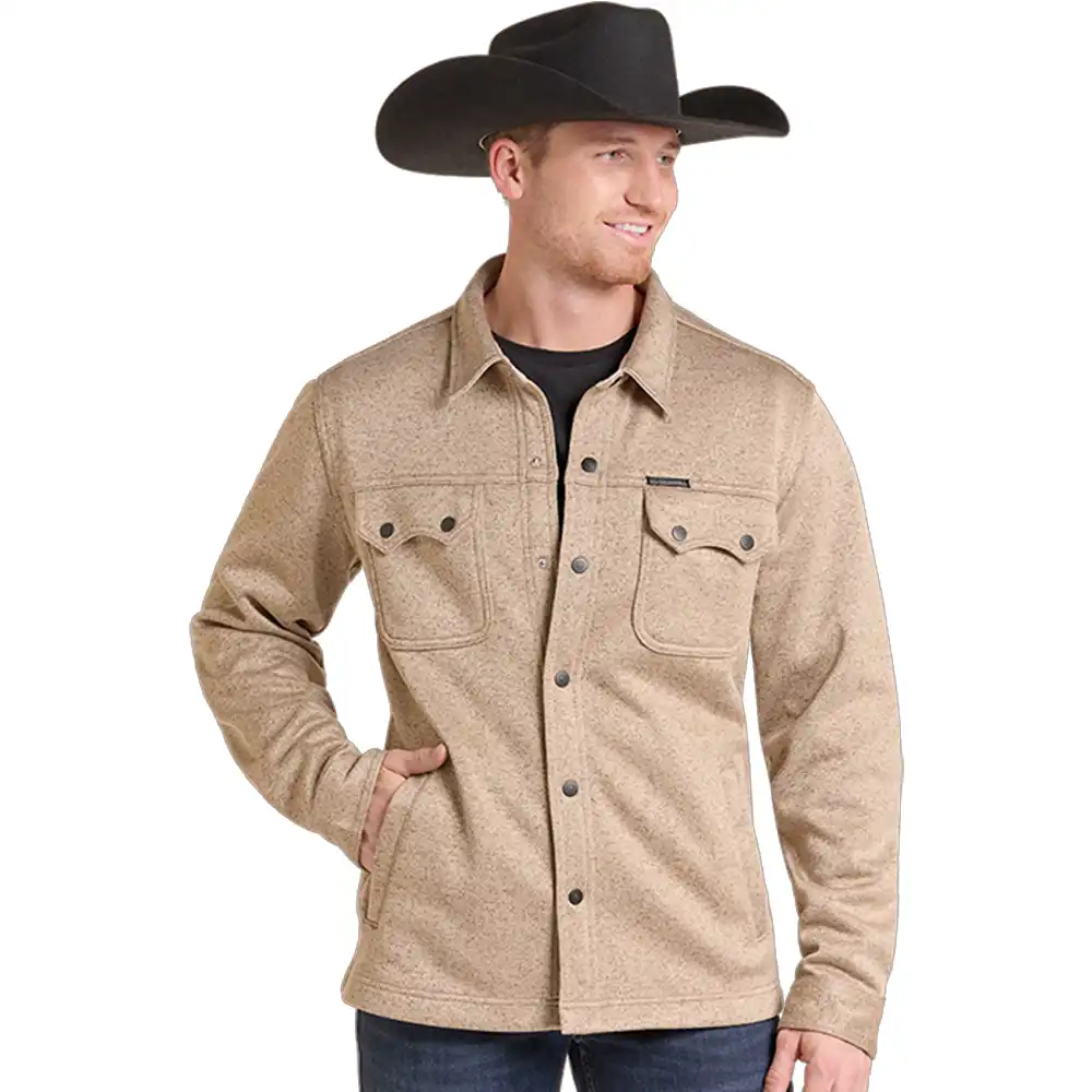 rock & roll denim men's fleece jacket tan