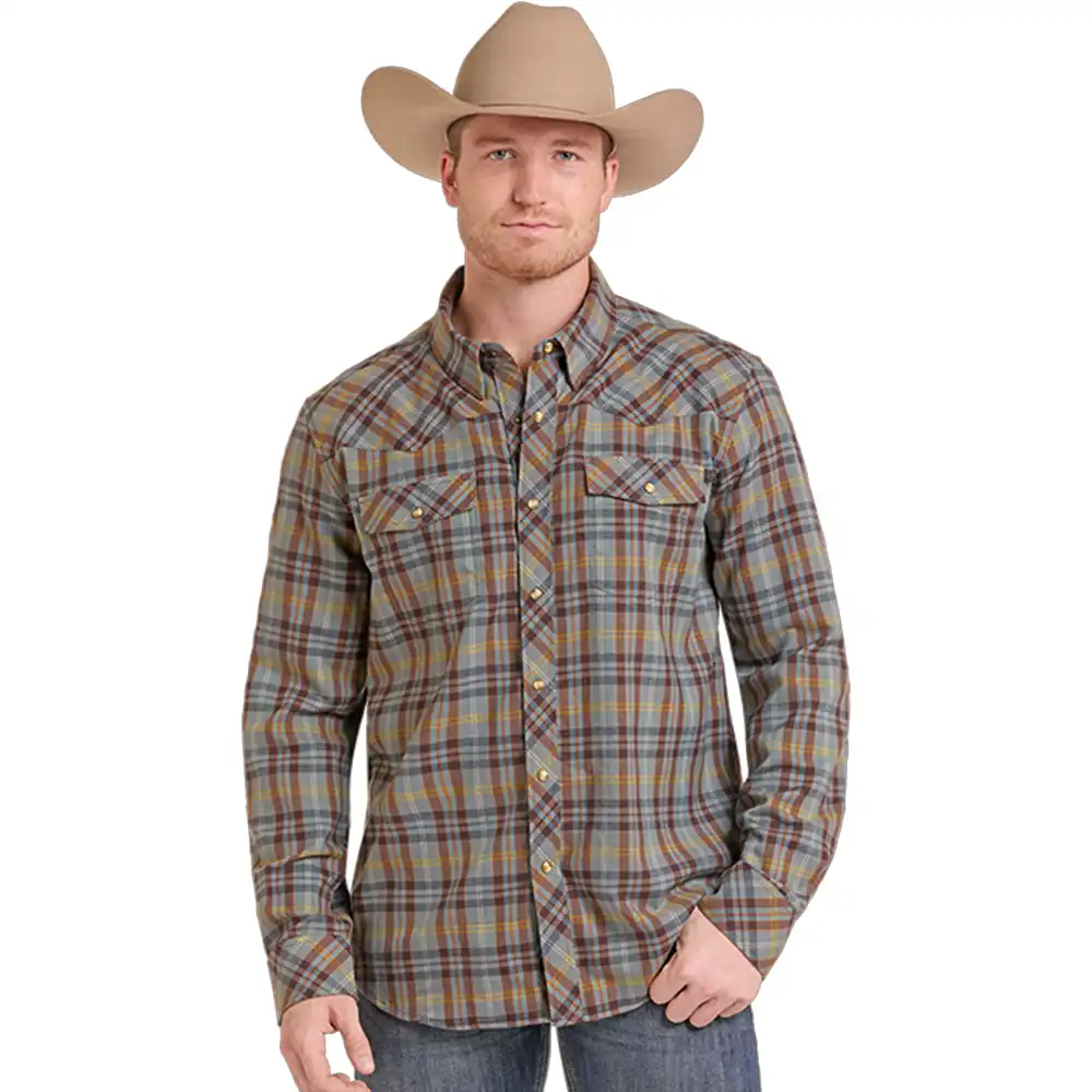 rock n roll denim men's long sleeve shirt