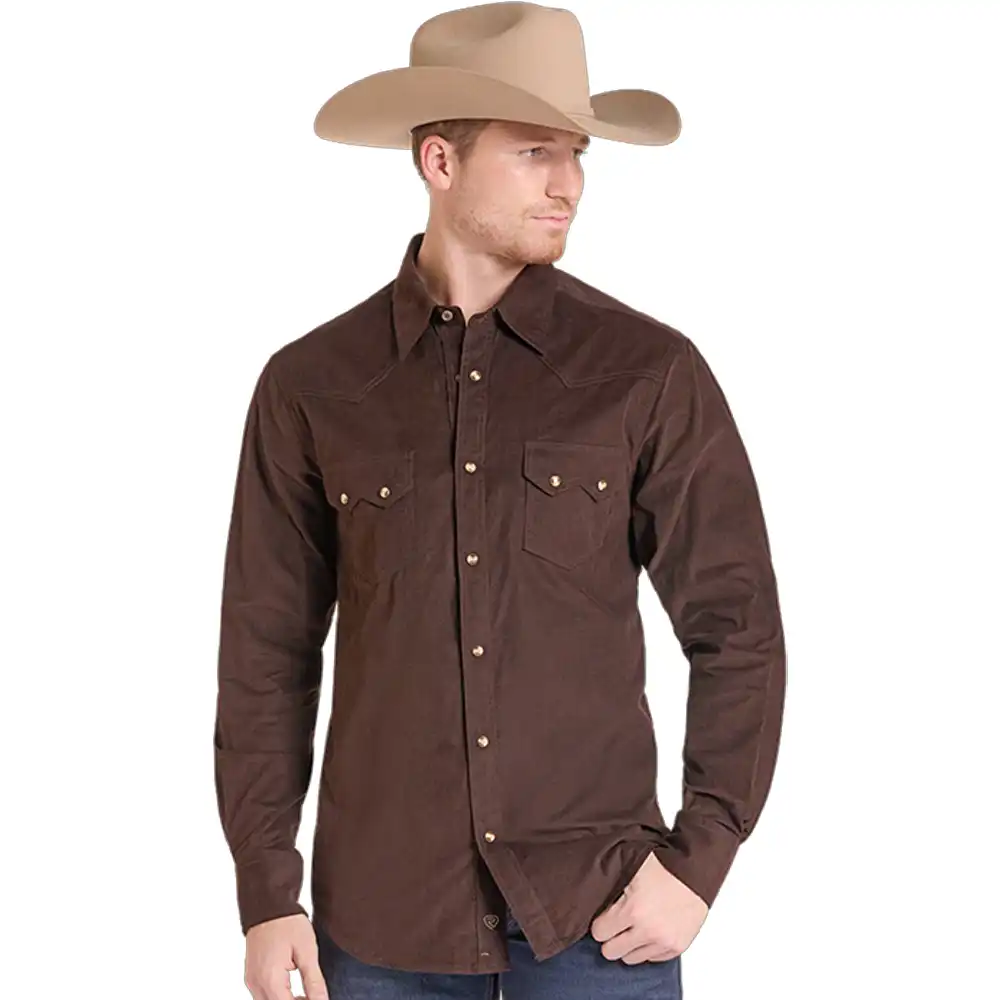 men's long sleeve shirt brown