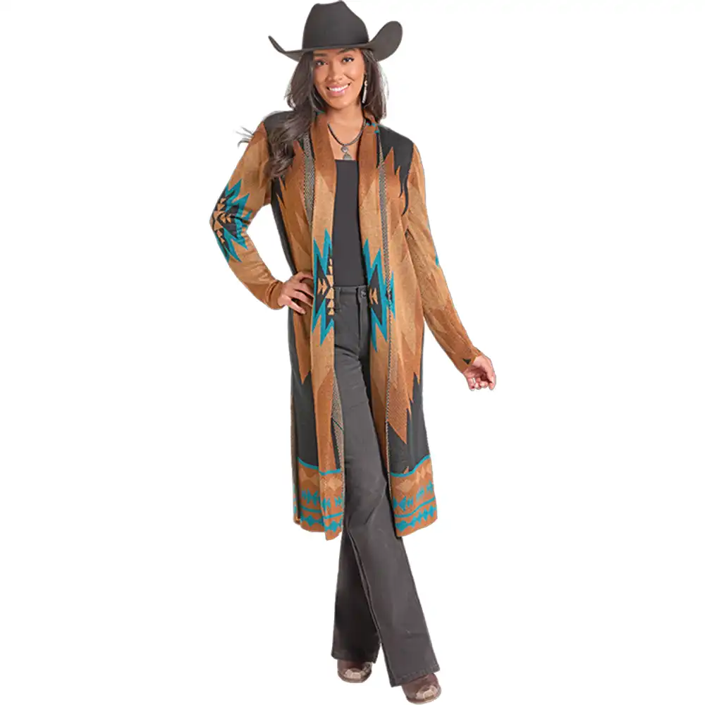 rock n roll denim women's aztec duster