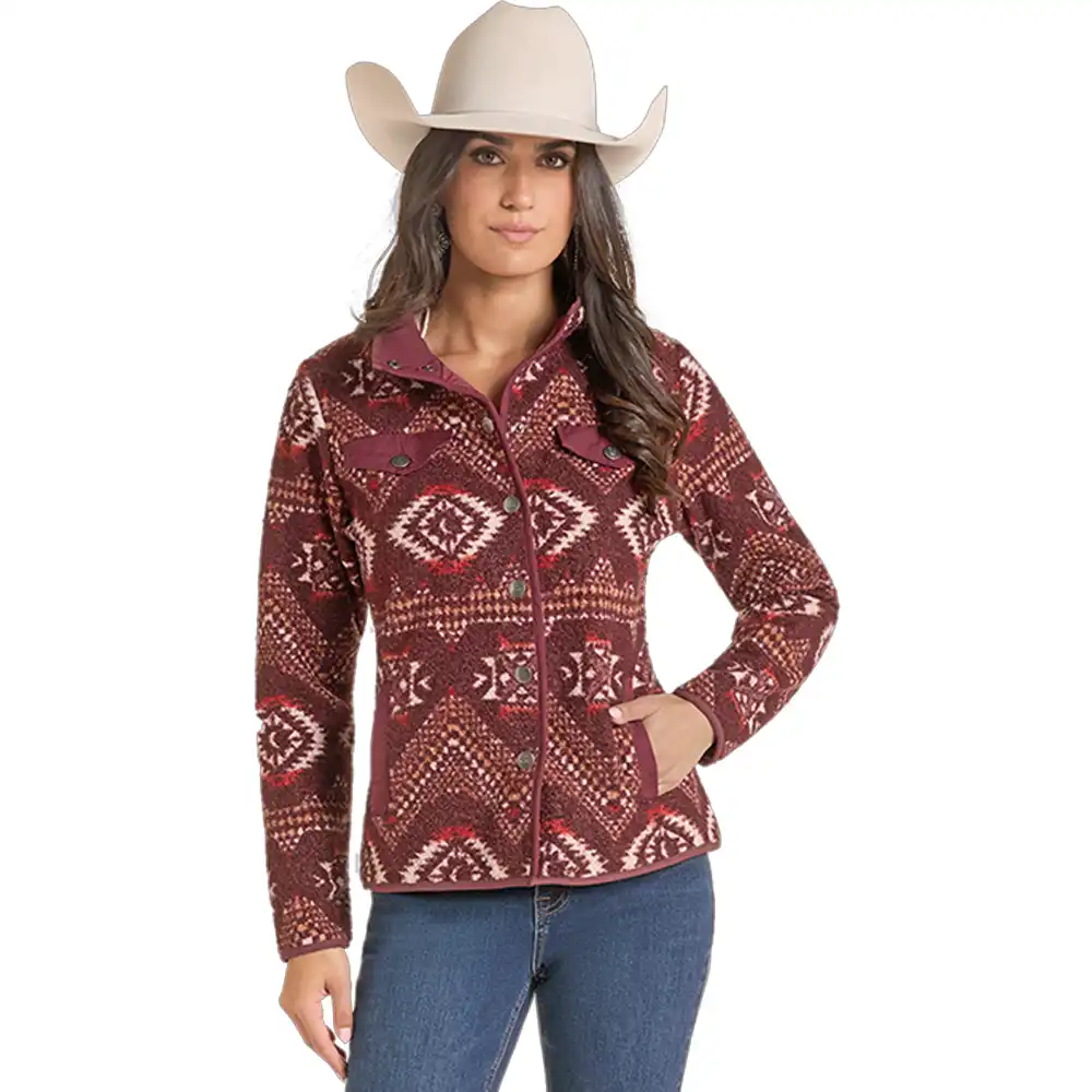 panhandle slim women's berber jacket burgundy