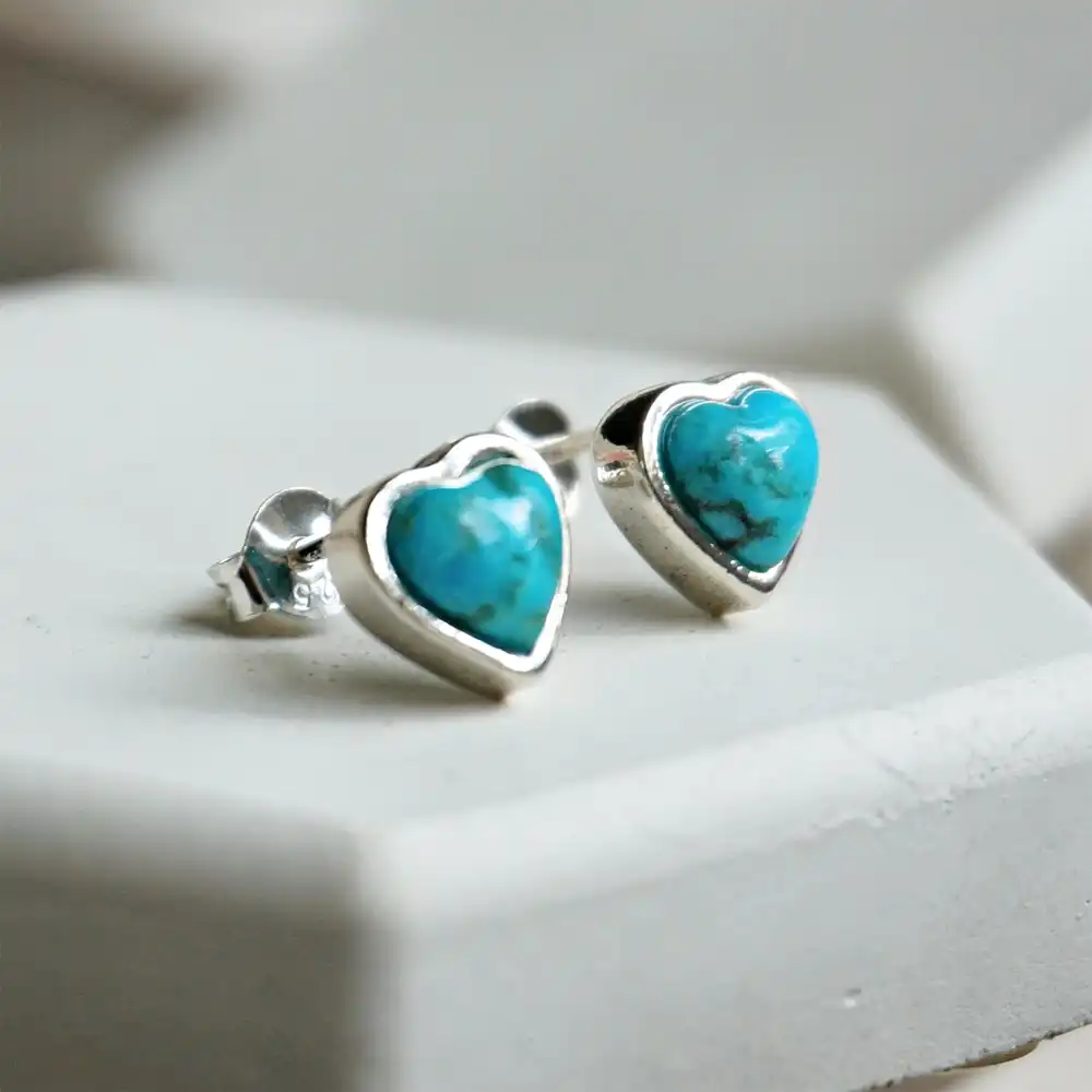 turquoise heart stud earrings