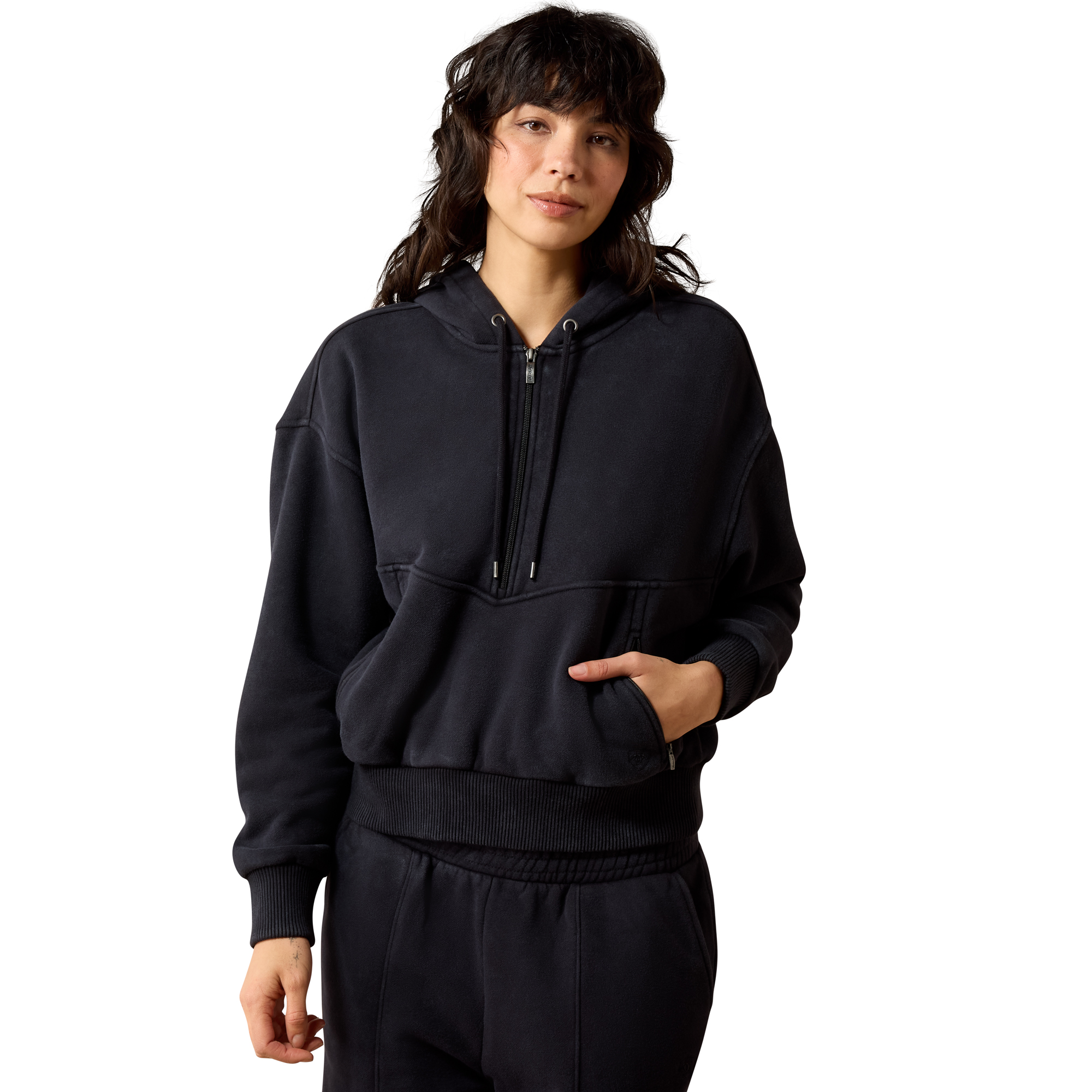 Ladies Black Compass 1/2 Zip Sweatshirt