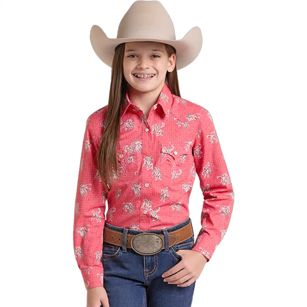 girl's long sleeve shirt red panhandle
