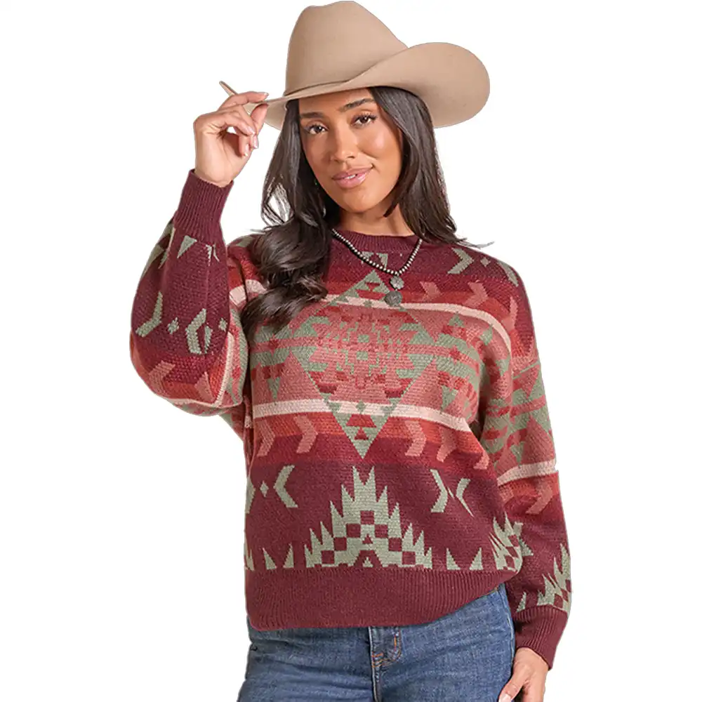 panhandle slim women's aztec sweater red