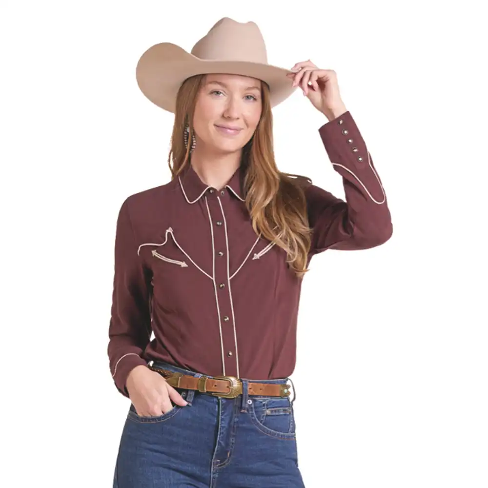 panhandle slim women's long sleeve shirt java