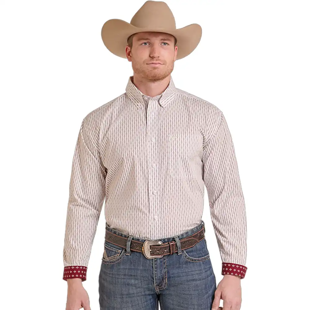 panhandle slim men's long sleeve shirt beige