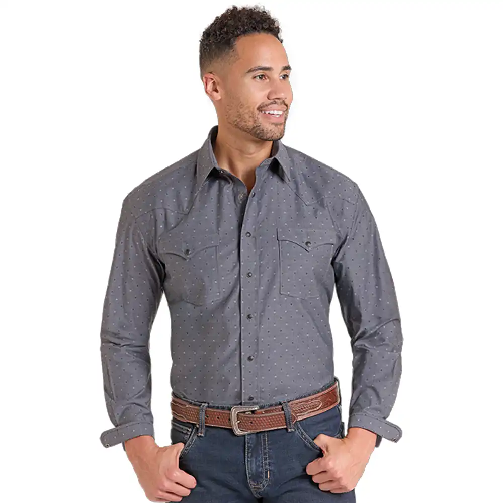 panhandle slim men's long sleeve shirt grey