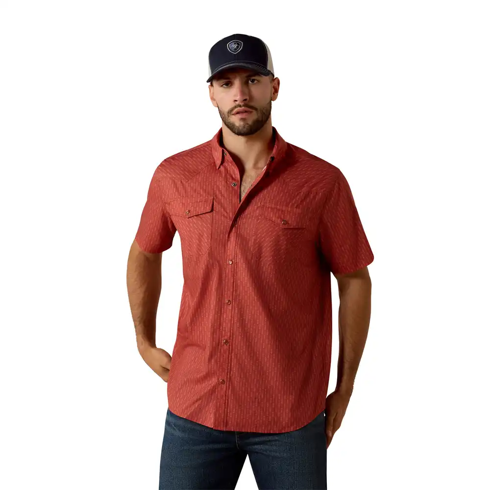 ariat printed venttek western fitted snap shirt