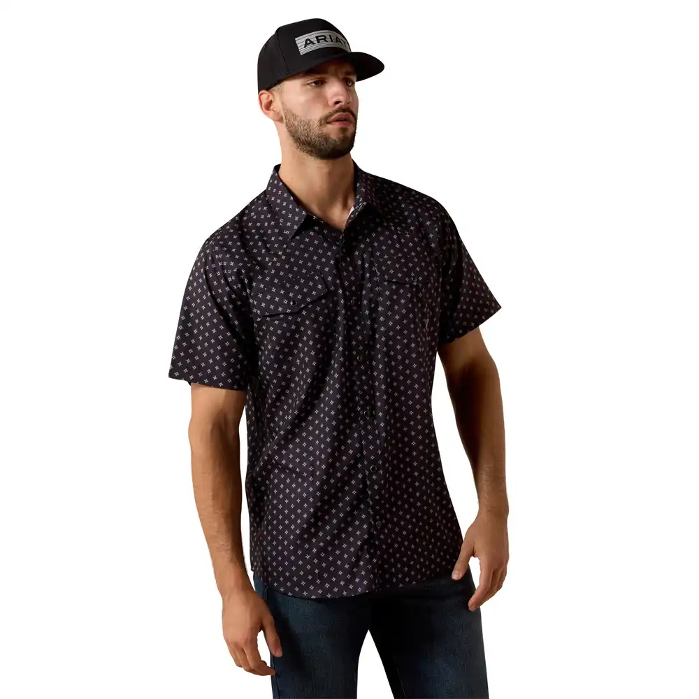 ariat printed venttek western fitted snap shirt