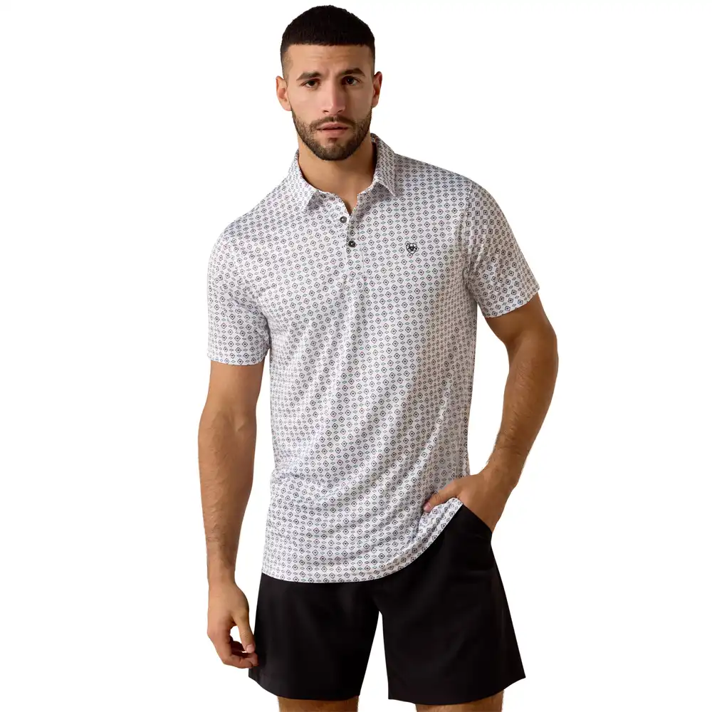 ariat all over print fitted polo