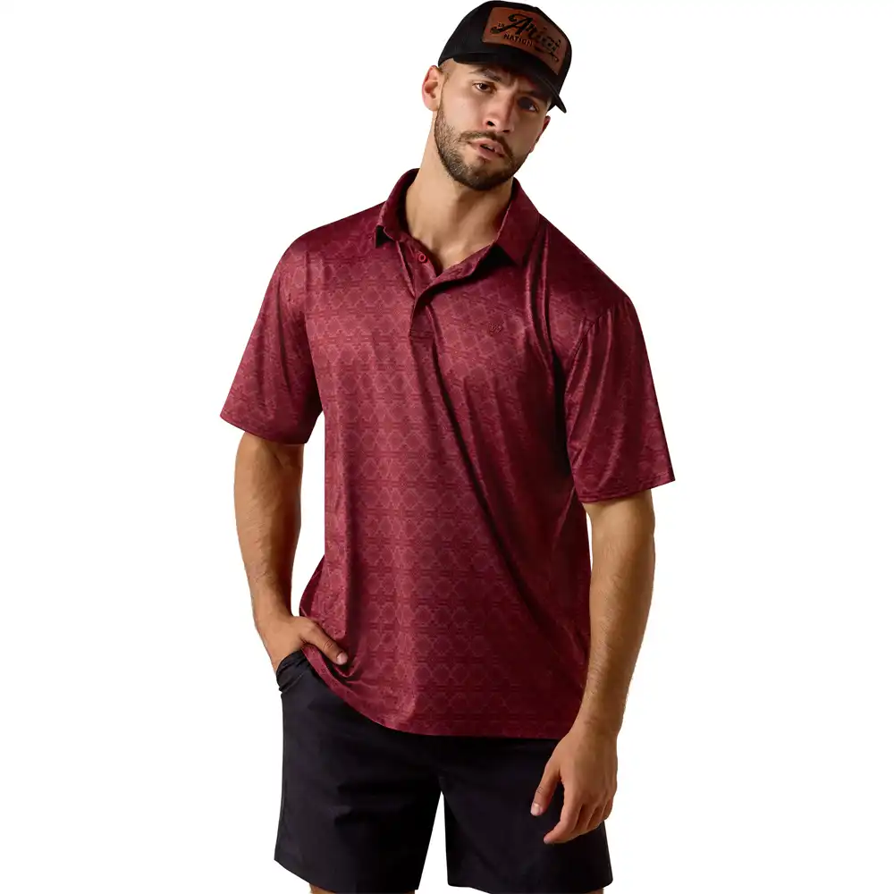 ariat all over print heathered classic fit polo