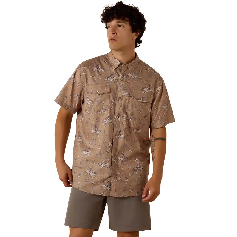 ariat printed venttek western fitted snap shirt