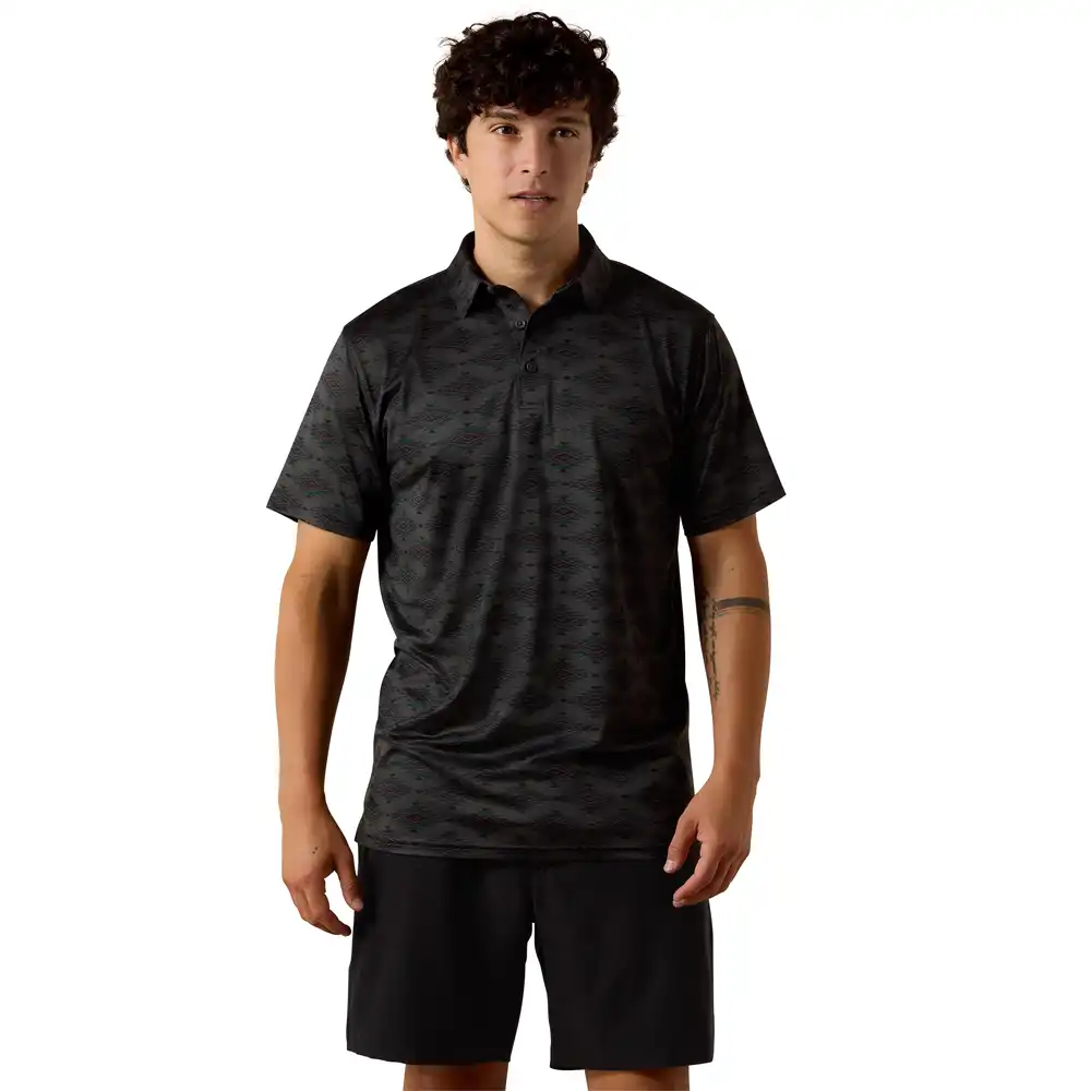 ariat all over print heathered classic fit polo
