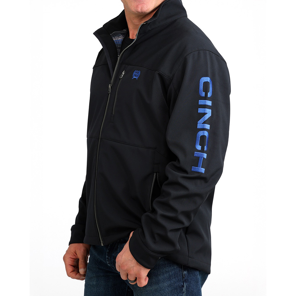 Men's Black Softshell Blue Logo Jacket