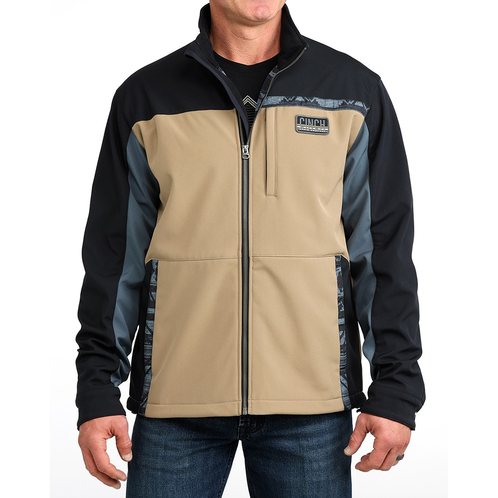 Men's Tan Color Block Softshell Jacket