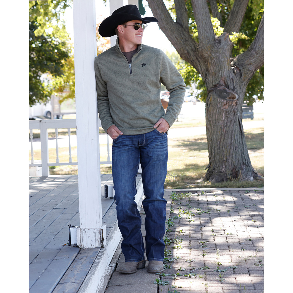 Men's 1/4 Zip Olive Pullover