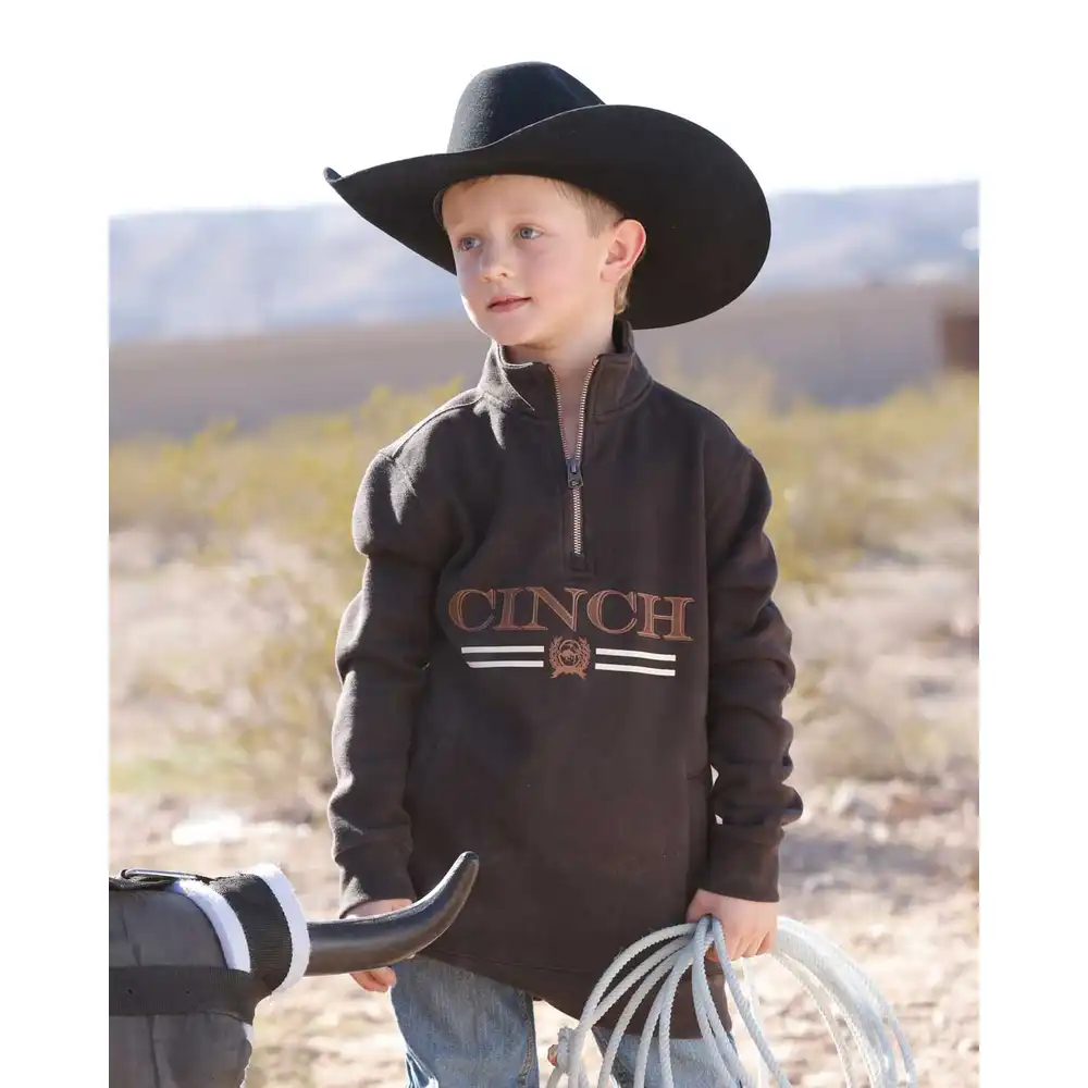 Youth Cinch Brown 1/4 Zip Pullover