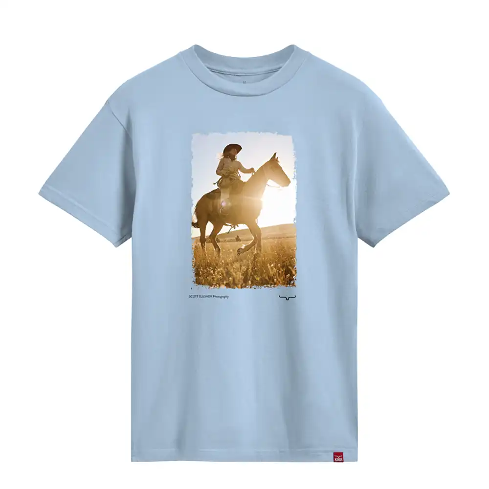 kimes ranch riding sunshine graphic tee shirt - powder blue
