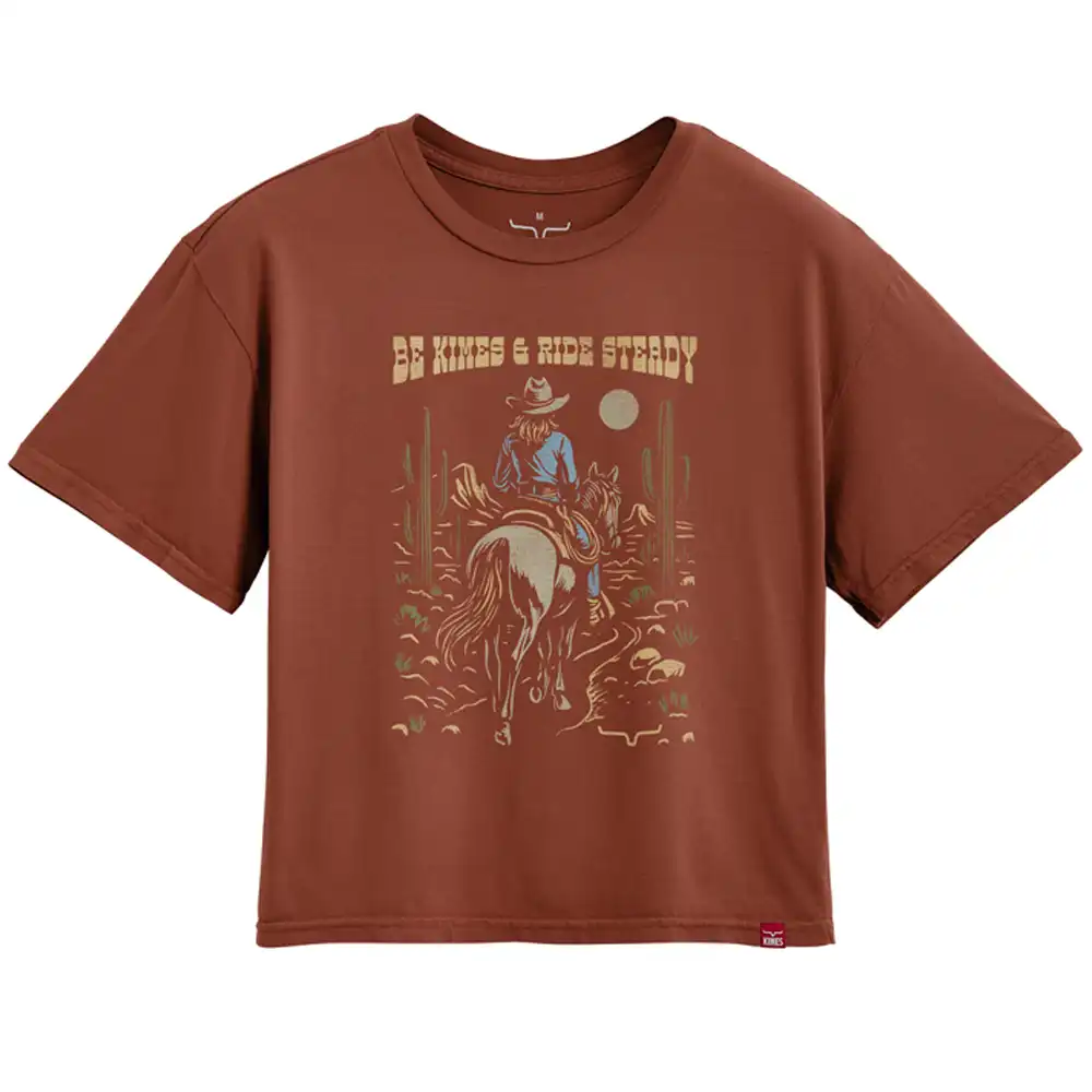 kimes ranch trail ride graphic tee shirt - burnt red