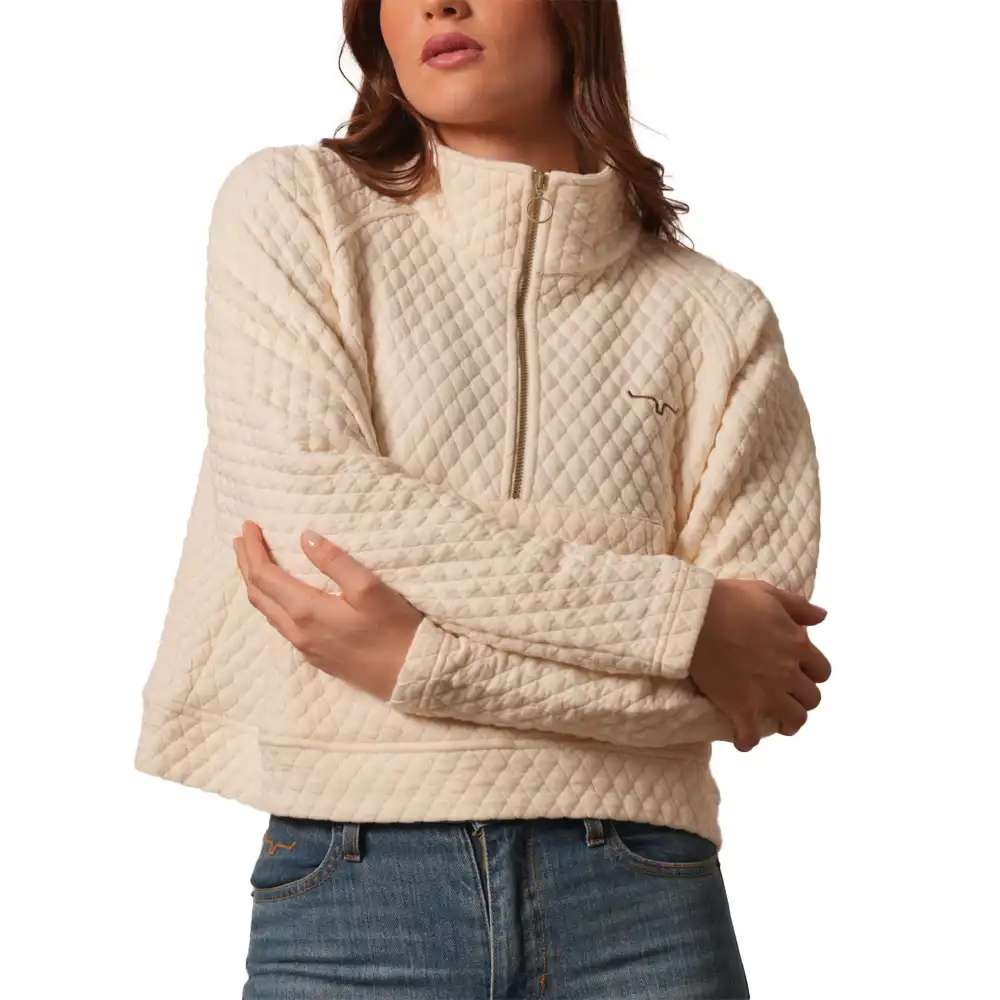 kimes ranch rita quilted quarter zip pullover - natural