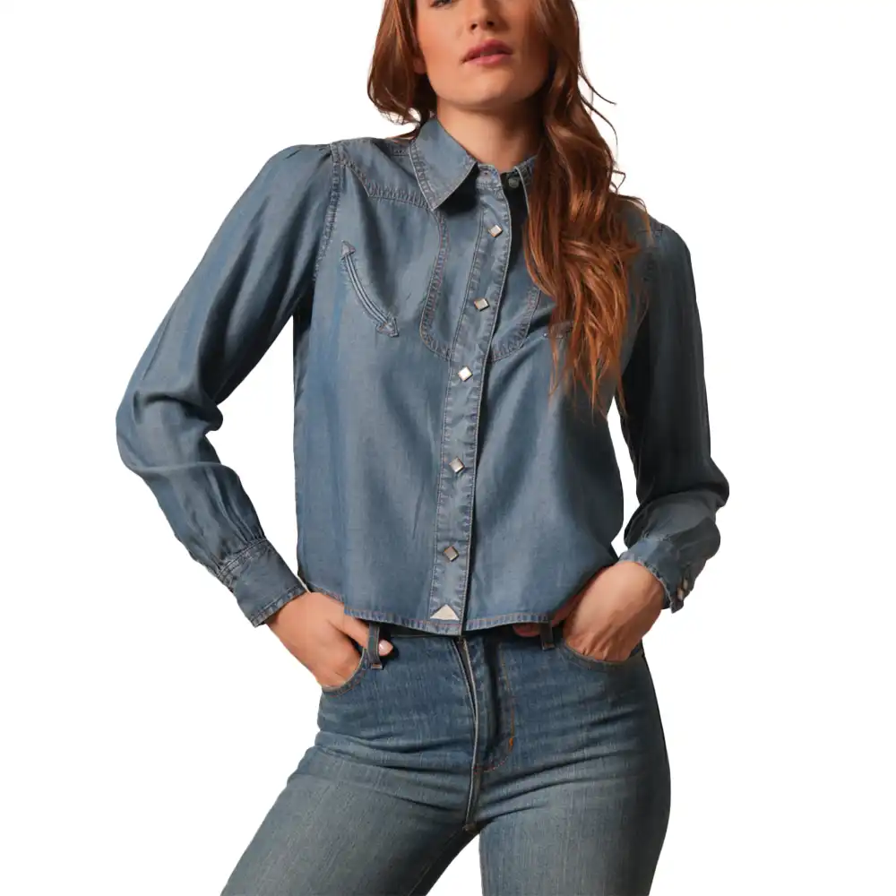kimes ranch cece cropped shirt - indigo