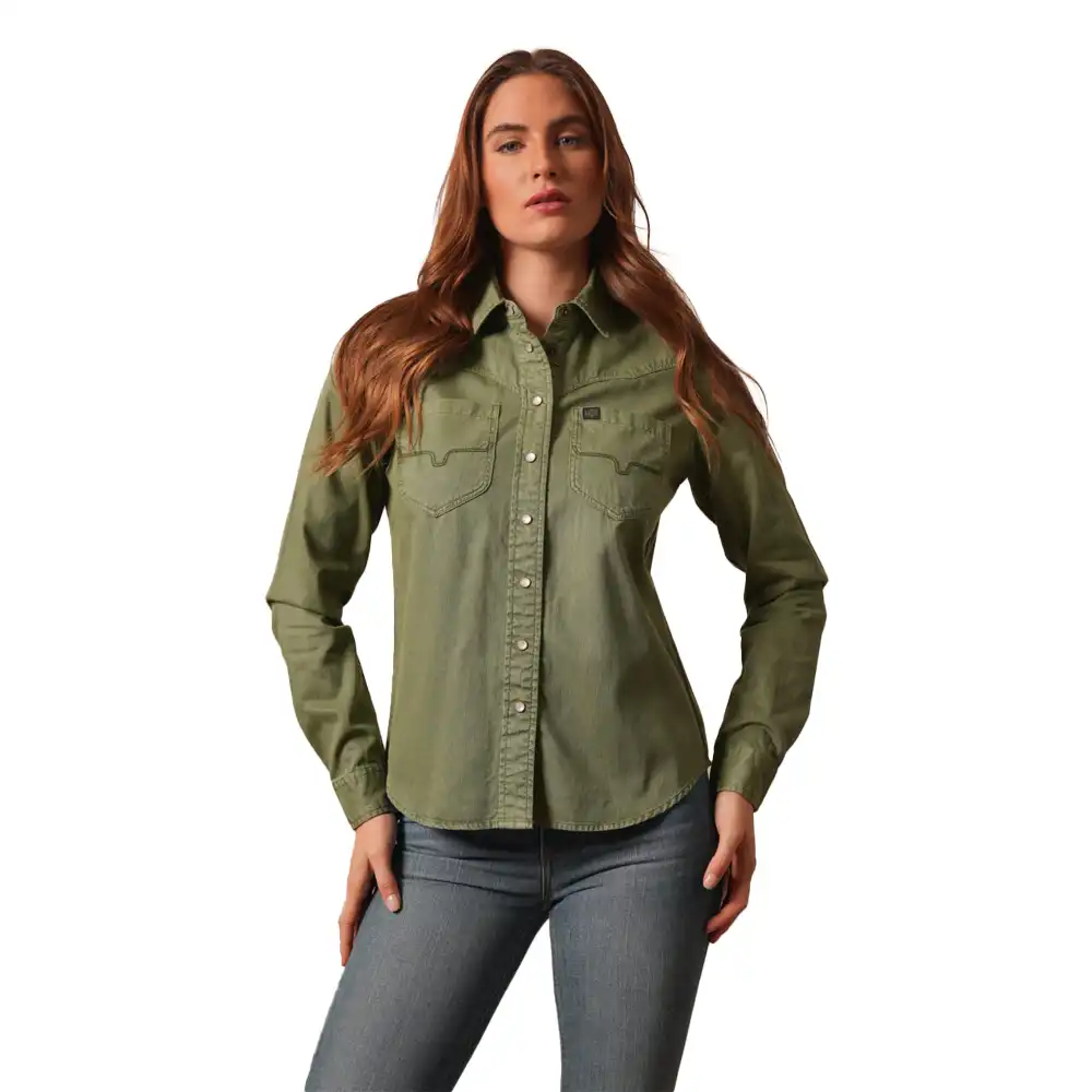 kimes ranch della snap shirt - moss