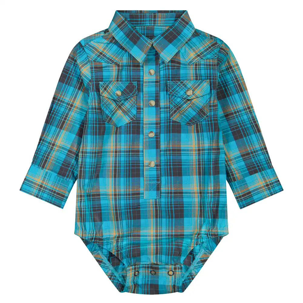 baby boy's long sleeve western snap bodysuit
