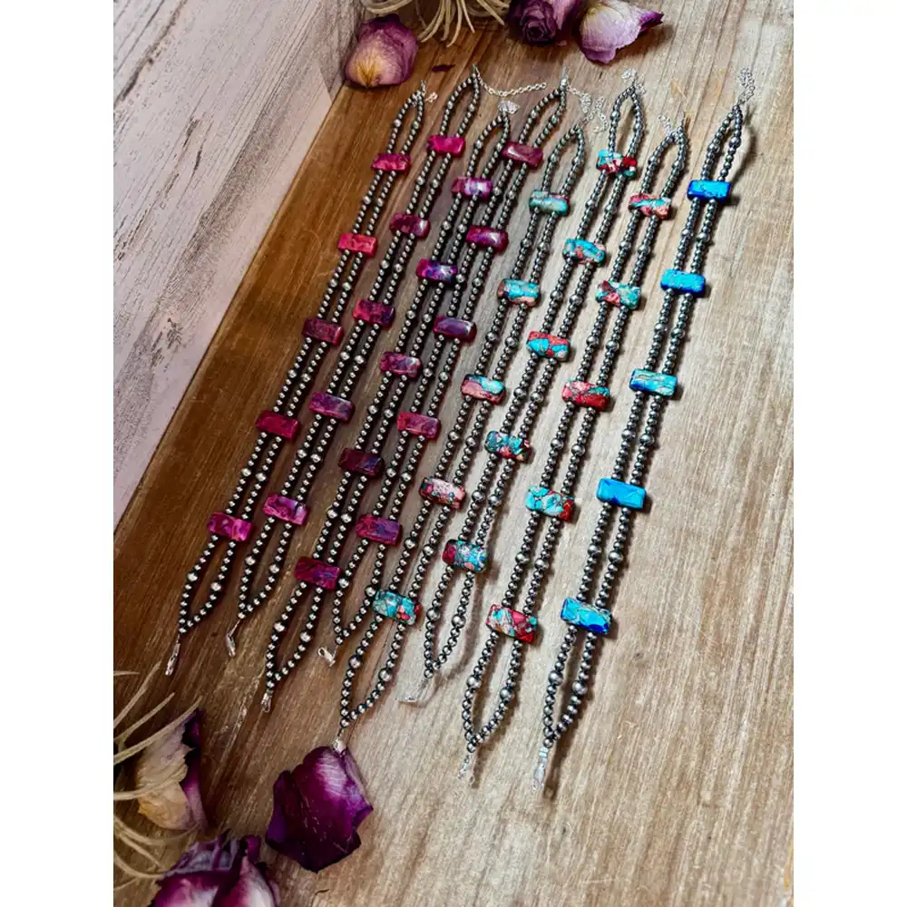 bijoux fab beaded double strand necklace