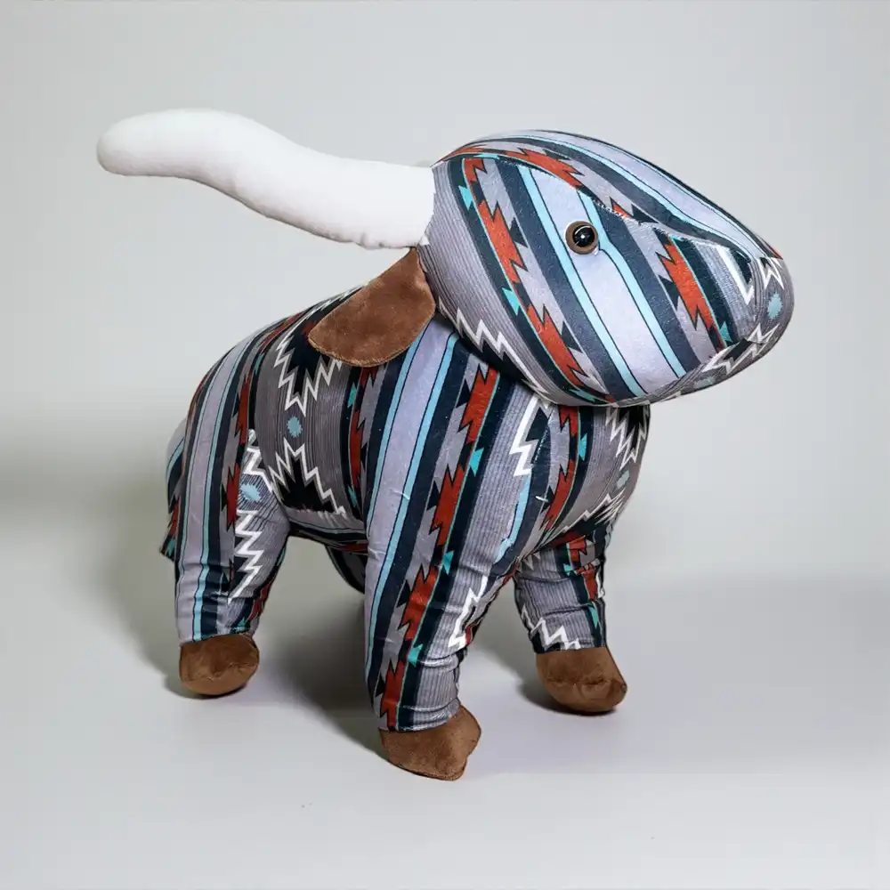 western linens long horn gray aztec plush