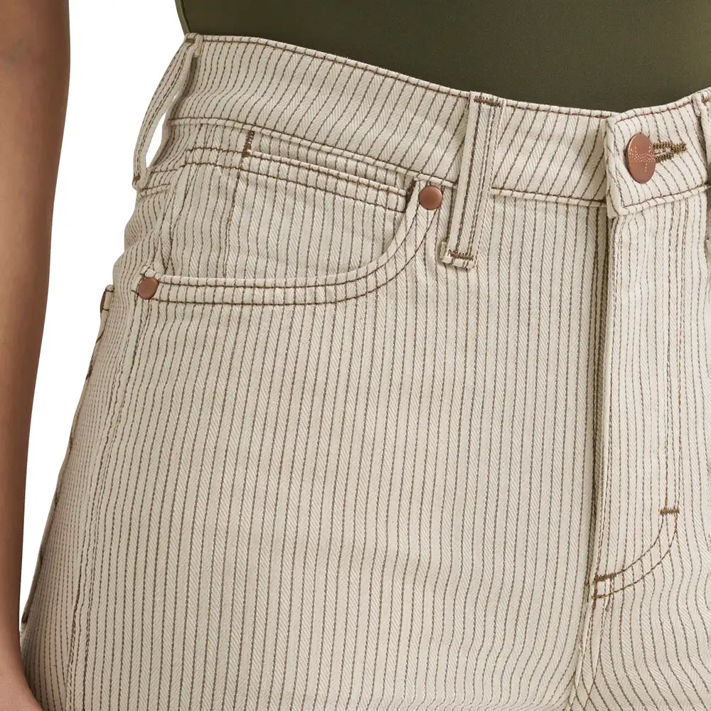 Bailey High-Rise Cream Mini Striped Trouser Jean - Ryann