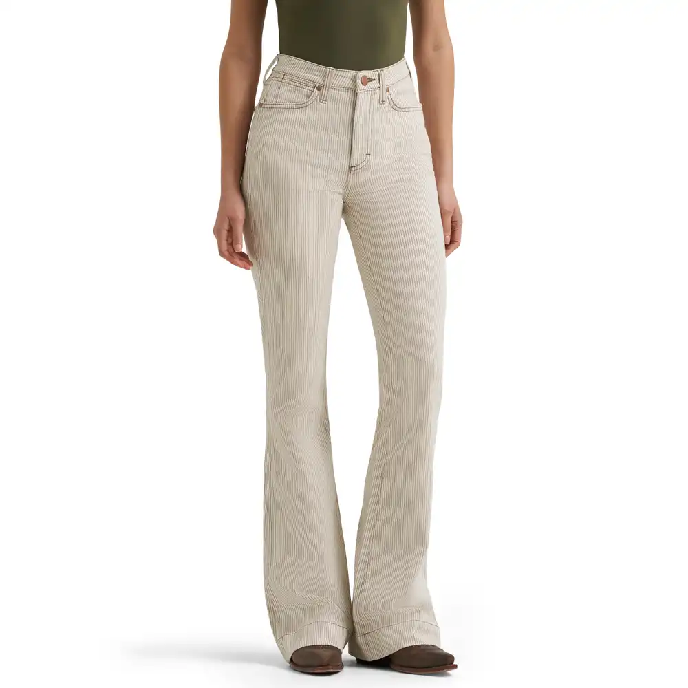 Bailey High-Rise Cream Mini Striped Trouser Jean - Ryann