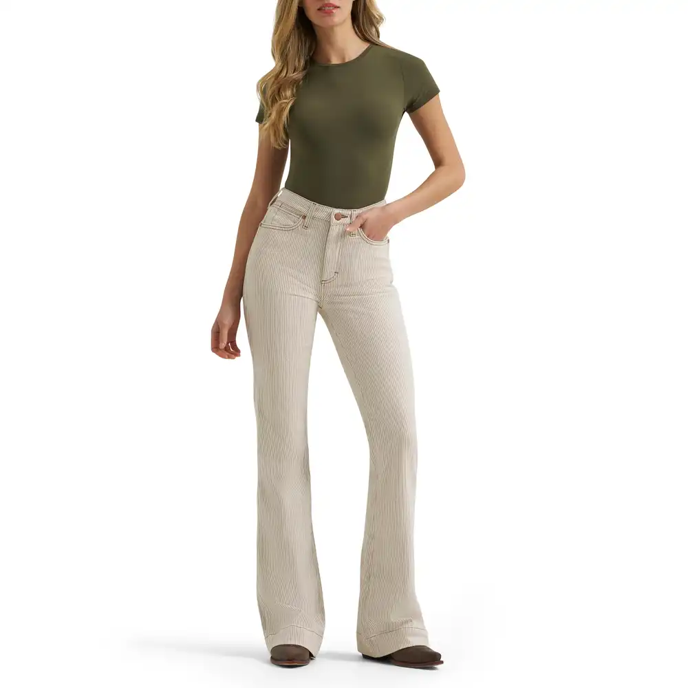 Bailey High-Rise Cream Mini Striped Trouser Jean - Ryann