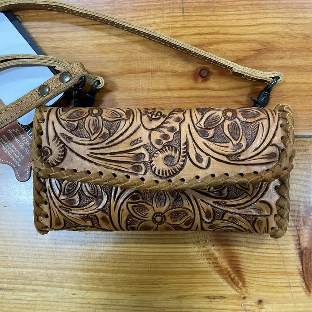 leather tooled clutch